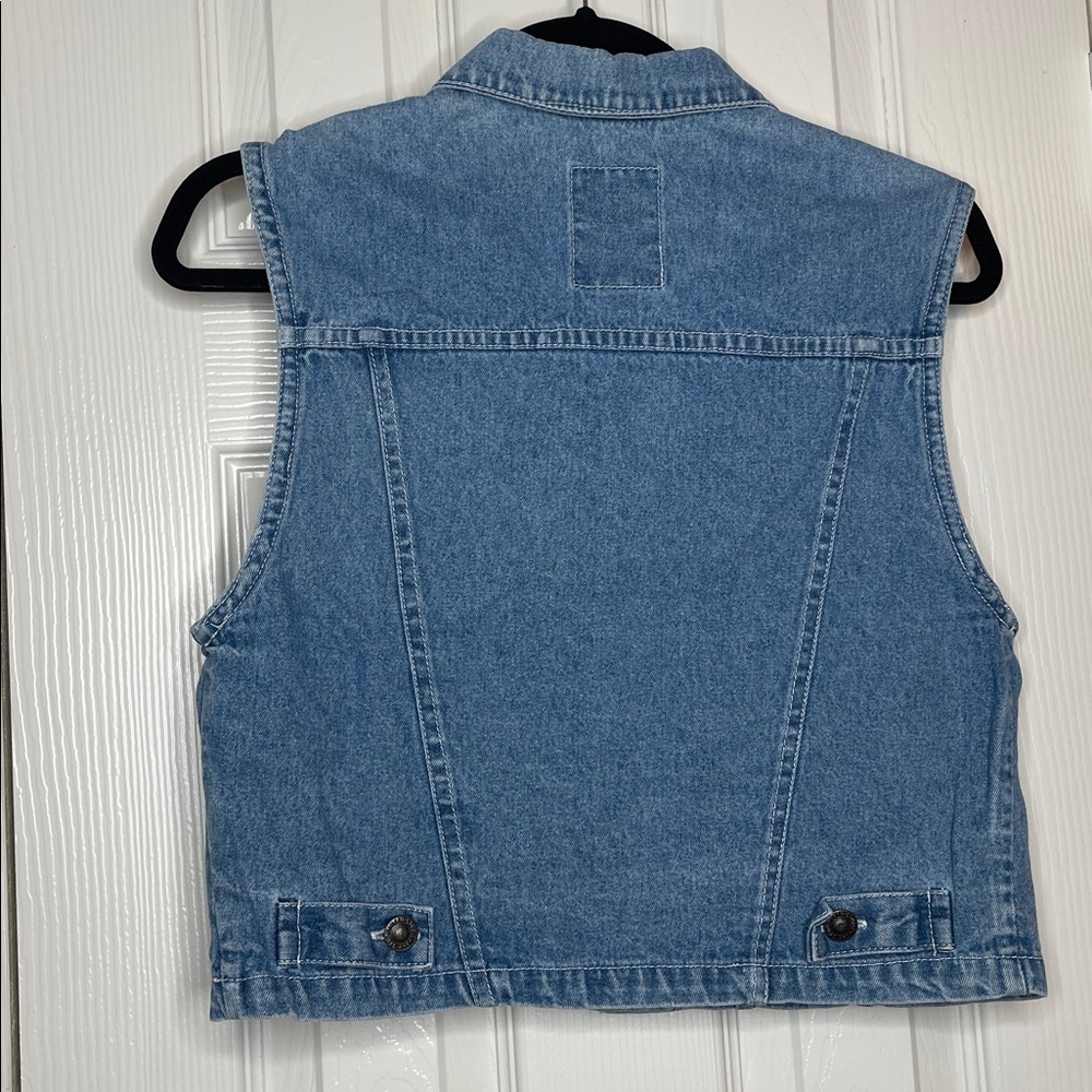 Vintage 90s Denim Vest with Sunflower Embroidery - Picture 2 of 3